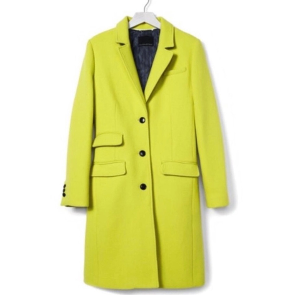 Banana Republic Neon Lime Green Wool Coat Women’s XS Jacket Outerwear $328